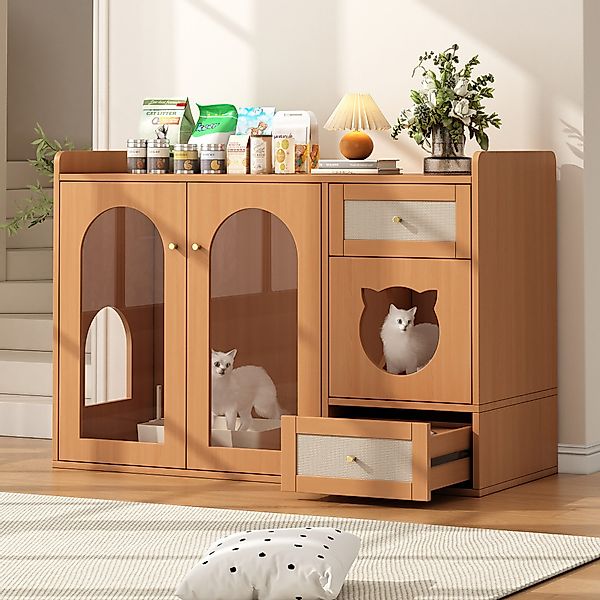 REDOM Katzenhaus 5-in-1 Katzenkloschrank mit Futterbereich, günstig online kaufen