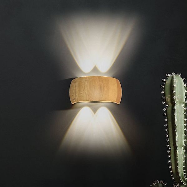 LED-Wandlampe Shine-Wood, Breite 20 cm, Eiche/schwarz 4-flg. günstig online kaufen