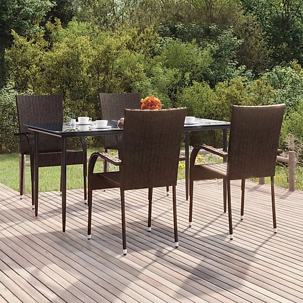 Vidaxl 5-tlg. Garten-essgruppe Braun Poly Rattan günstig online kaufen