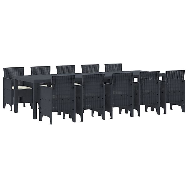 vidaXL 11-Teiliges Garten Essset mit Kissen Anthrazit Poly-Rattan 3378756 günstig online kaufen