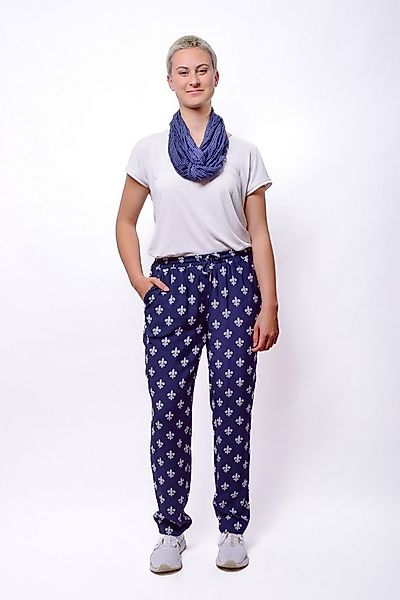 einfach Schön Stoffhose Lilian dunkelblau elastischer Bund mit Tunnelzug günstig online kaufen