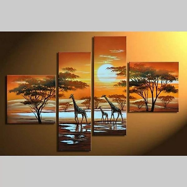 4 Leinwandbilder AFRIKA Giraffe (4) 100 x 70cm Handgemalt günstig online kaufen