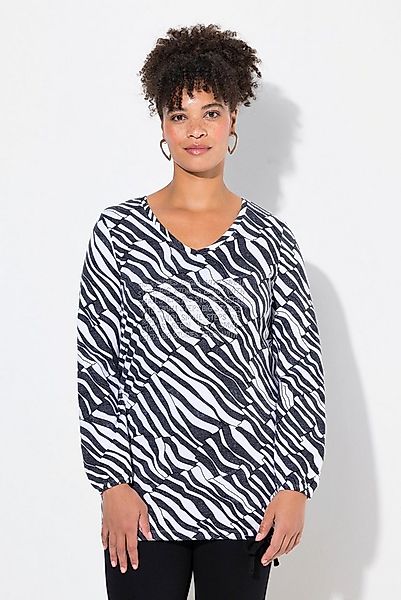 MIAMODA T-Shirt T-Shirt Classic Fit Grafikmuster Saum-Bindeband günstig online kaufen