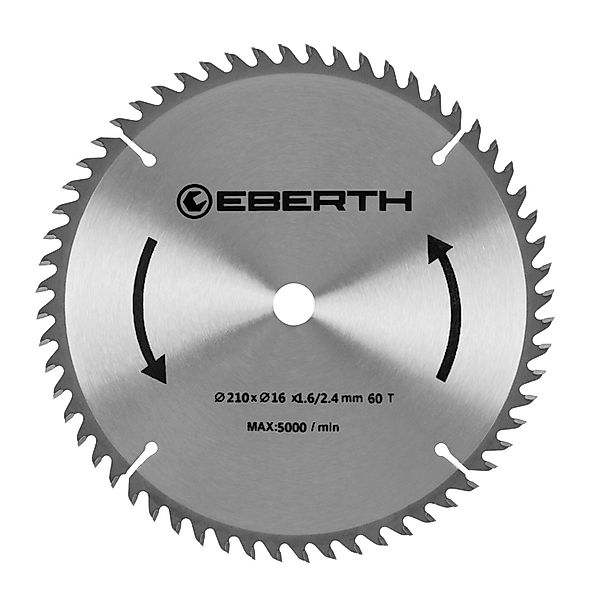 EBERTH Kreissägeblatt 210mm Durchmesser 16mm Bohrung 2,4mm Schnittbreite günstig online kaufen