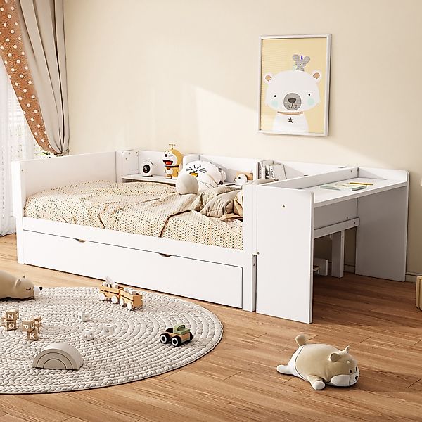 TavilaEcon Einzelbett Multifunktionales Kinderbett mit Schreibtisch günstig online kaufen