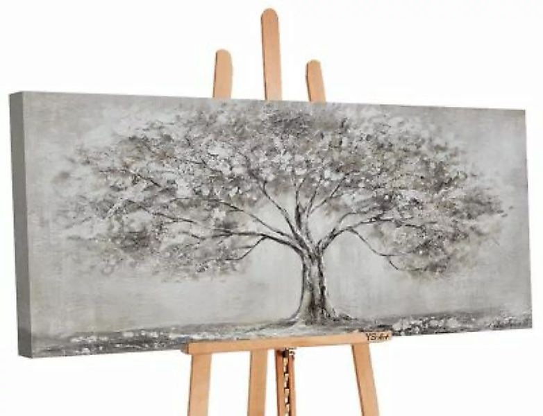 YS-Art™ Gemälde YS-Art Waldbild „Lebensbaum“, Graues Gemälde mit Acrylfarbe günstig online kaufen