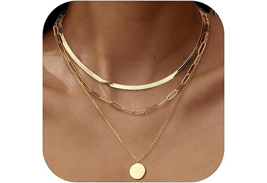 LuxusKollektion Kette und Anhänger Set Halskette Damen Edelstahl Gold Silbe günstig online kaufen