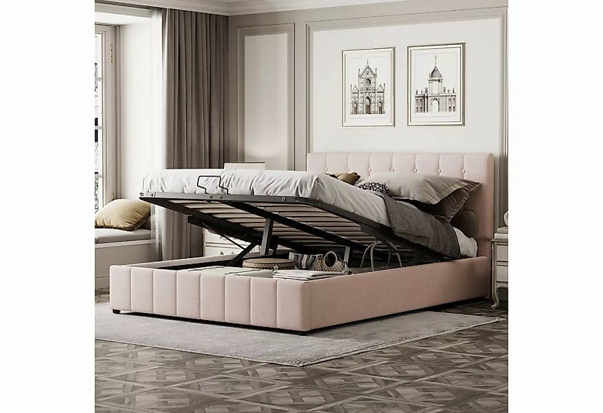 WISHDOR Polsterbett Doppelbett Bett 140*200 cm Hydraulisch Bettgestell ohne günstig online kaufen