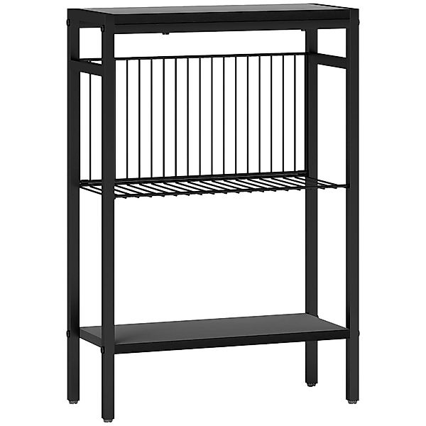 HOMCOM Beistelltisch Spanplatte Stahl 43L x 18B x 62,5H cm Schwarz günstig online kaufen