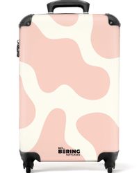 NoBoringSuitcases.com© Hartschalen-Trolley Weiß mit rosa Flecken günstig online kaufen