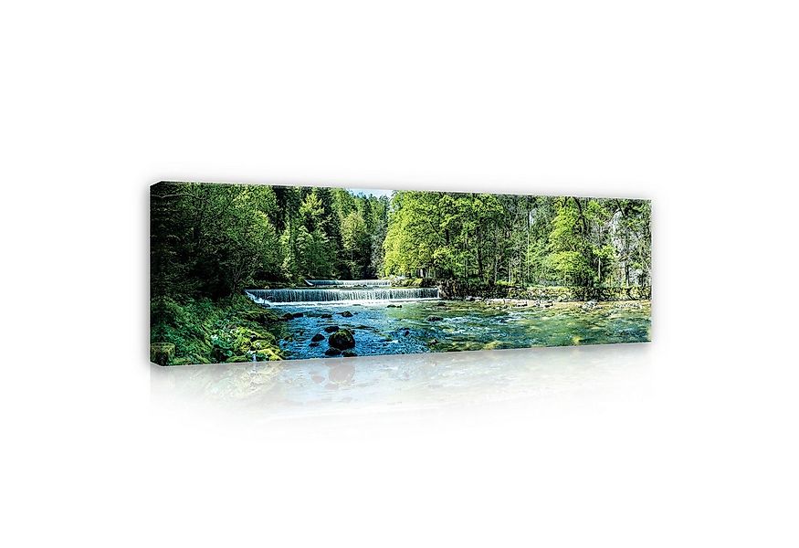 Wallarena Leinwandbild Wasserfall Landschaft Wald Grün Wandbilder XXL Moder günstig online kaufen