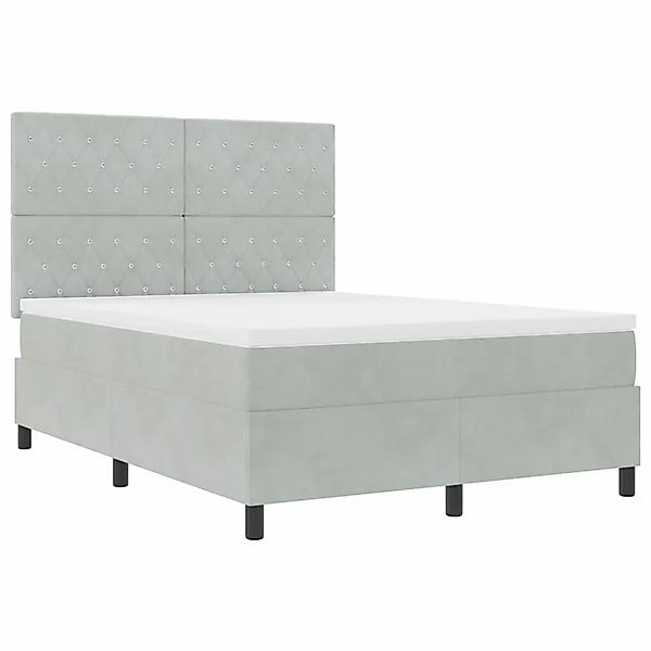 vidaXL Boxspringbett mit Matratze Hellgrau 140 x 190 cm Samt 3339764 günstig online kaufen