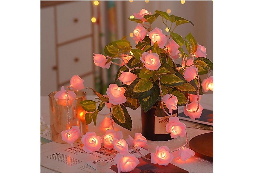 Qualra LED-Lichterkette Deko Rosen Lichterkette Blumen 20LED 3M für Innen Z günstig online kaufen