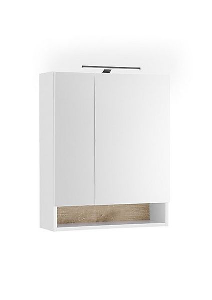 BEGA BBK Badezimmerspiegelschrank LED, Steckdose, weiß matt / eiche Dekor - günstig online kaufen