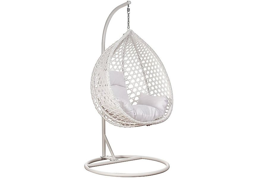 RAMROXX Hängesessel Luxus Style XXL Rattan Korb und Gestell Weiss mit Relax günstig online kaufen