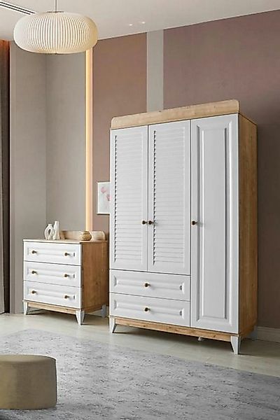 Xlmoebel Kleiderschrank Möbel-Set für Kinderzimmer: Kleiderschrank und Komm günstig online kaufen