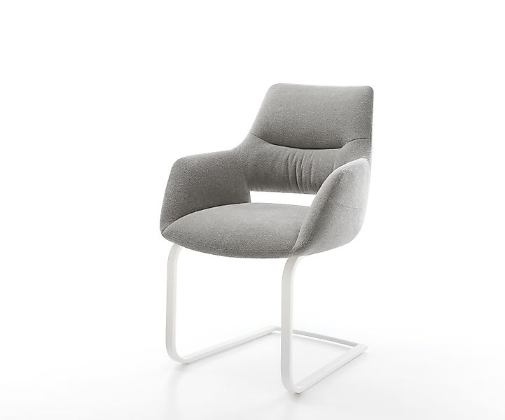 Freischwinger Yago-Flex mit Armlehnen Strukturstoff Soft Grau Freischwinger günstig online kaufen