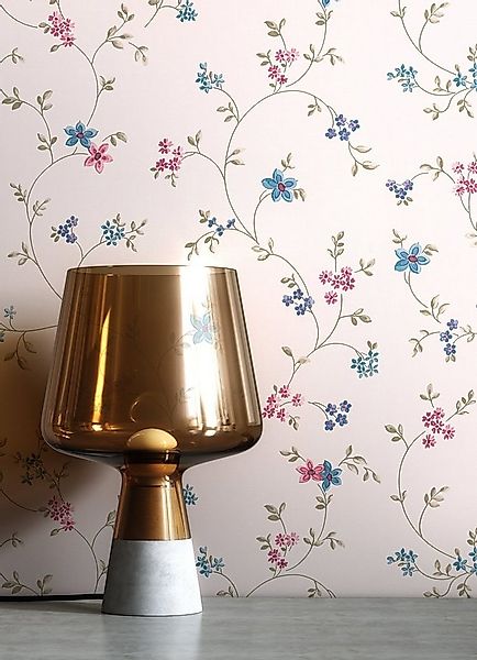 Newroom Vliestapete, Blau Tapete Floral Blumen - Vintage Blumentapete Rosa günstig online kaufen