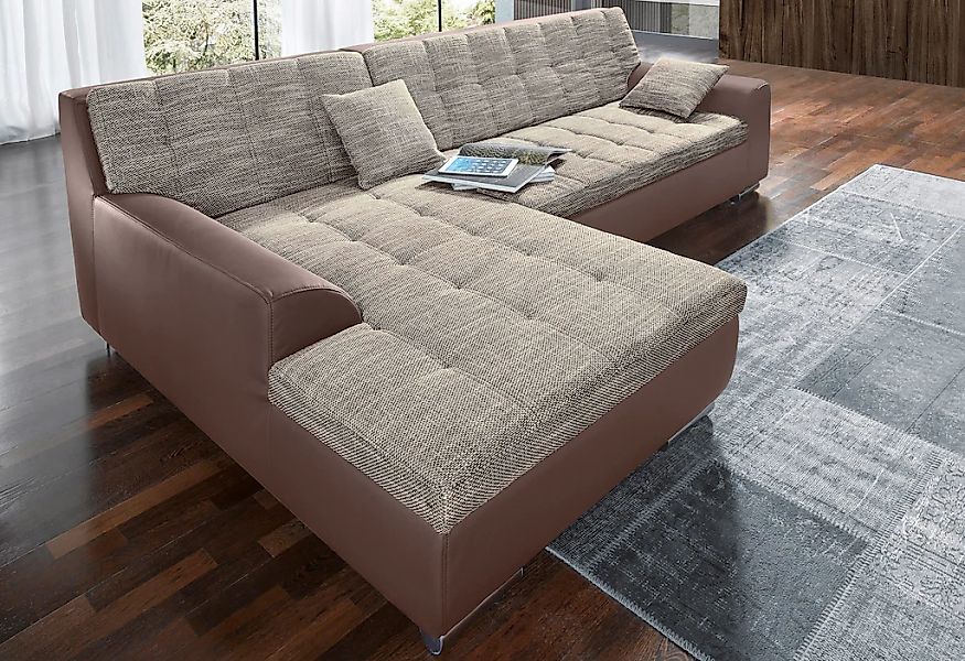 DOMO collection Ecksofa "NMoric incl. Zierkissen B/T/H: 273/216/80 cm L-For günstig online kaufen