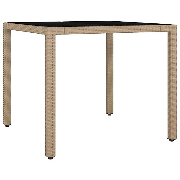 vidaXL Gartentisch mit Glasplatte Beige Poly Rattan & Hartglas 319550 günstig online kaufen