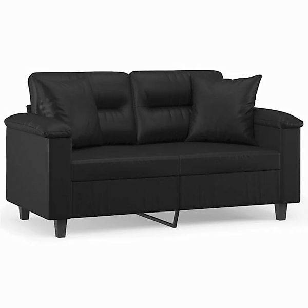 vidaXL Sofa, 2-Sitzer-Sofa mit Zierkissen Schwarz 120 cm Kunstleder günstig online kaufen