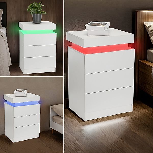 LETGOSPT Nachttisch Nachtschrank mit LED-Streifen,Nachtkommode mit günstig online kaufen