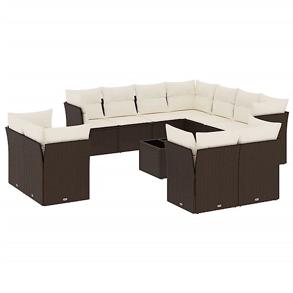 vidaXL 12-Tlg Garten-Sofagarnitur mit Kissen Braun Poly Rattan 3218523 günstig online kaufen