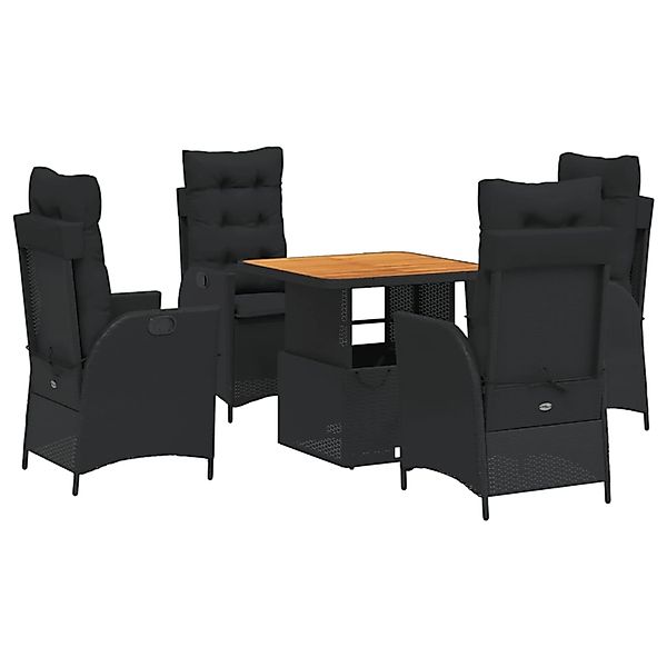 vidaXL 5-tlg Garten-Essgruppe mit Kissen Schwarz Poly Rattan Modell 196 günstig online kaufen