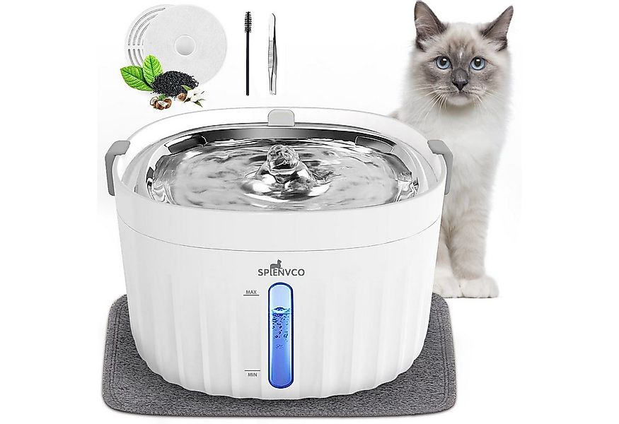 INTEBIKI Trinkbrunnen Ultraleiser Edelstahl Katzenbrunnen unter 30 Dezibel günstig online kaufen