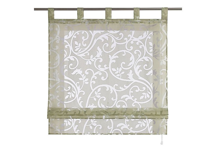 Delien Raffrollo Jessica, mit Schlaufen, Voile Uni mit Floral Ausbrenner günstig online kaufen