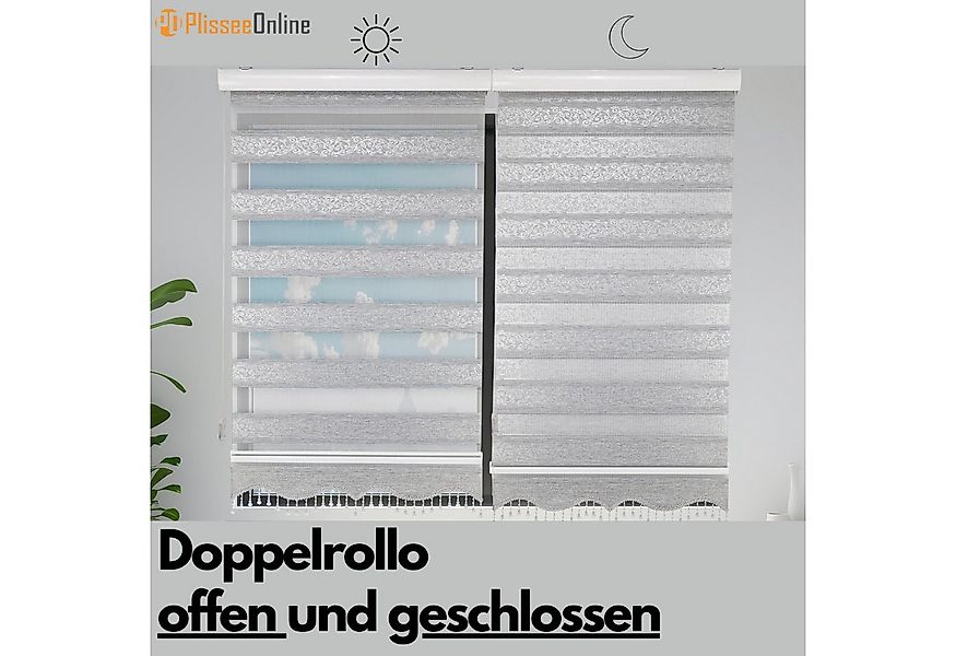 Doppelrollo Duorollo Doppelrollo mit Kassette Rankenmuster und Perlen Höhe: günstig online kaufen