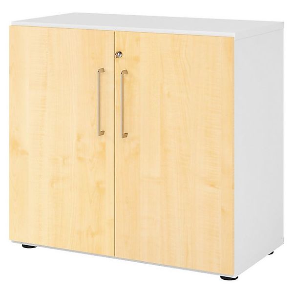 bümö Aktenschrank smart Büroschrank - 2 Ordnerhöhen Dekor: Weiß/Ahorn günstig online kaufen
