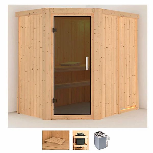 Karibu Sauna »Clara« Set, 9 KW-Ofen mit integrierter Steuerung günstig online kaufen