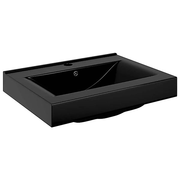 vidaXL Luxus-Waschbecken Keramik Rechteckig Schwarz mit Hahnloch 60x46 cm 1 günstig online kaufen