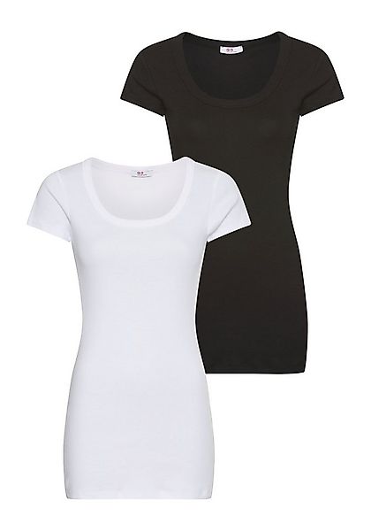 Flashlights T-Shirt (2er-Pack) figurbetonter Schnitt, unifarben, Rundhalsau günstig online kaufen