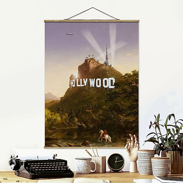 Stoffbild Kunstdruck mit Posterleisten - Hochformat Gemälde Hollywood günstig online kaufen