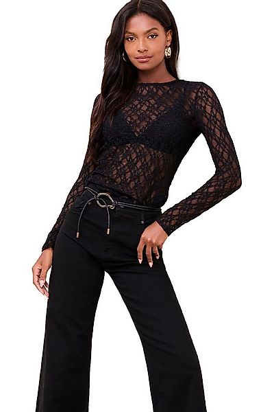 LIPSY Langarmbluse Lipsy Langarm-Oberteil mit Spitze, Regular (1-tlg) günstig online kaufen