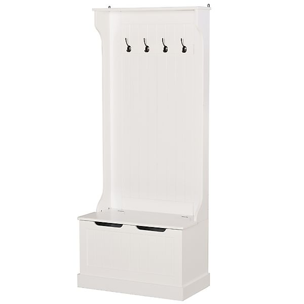 HOMCOM Bodengarderobenständer Modern 3 in 1 mit 4 Haken, Aufbewahrungsbank günstig online kaufen