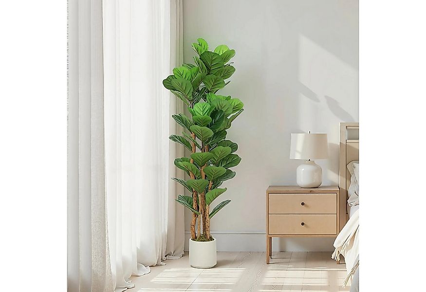 Kunstpflanze 150CM Künstlicher Geigenfeigenbaum Kunstpflanze mit 71 Blätter günstig online kaufen