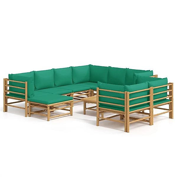 vidaXL Gartenlounge-Set 10-tlg. Garten-Lounge-Set mit Grünen günstig online kaufen