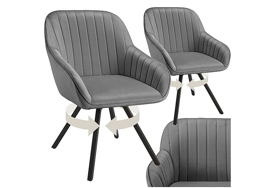 tectake Esszimmerstuhl Drehbarer Armlehnstuhl Snug Samtoptik, gepolstert (S günstig online kaufen