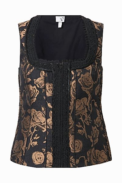 Ulla Popken Trachtenbluse Trachten-Mieder Slim Carrée-Ausschnitt günstig online kaufen