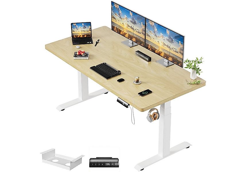 HOMALL Schreibtisch Höhenverstellbarer Einteilige Tischplatte 25mm Tragfähi günstig online kaufen