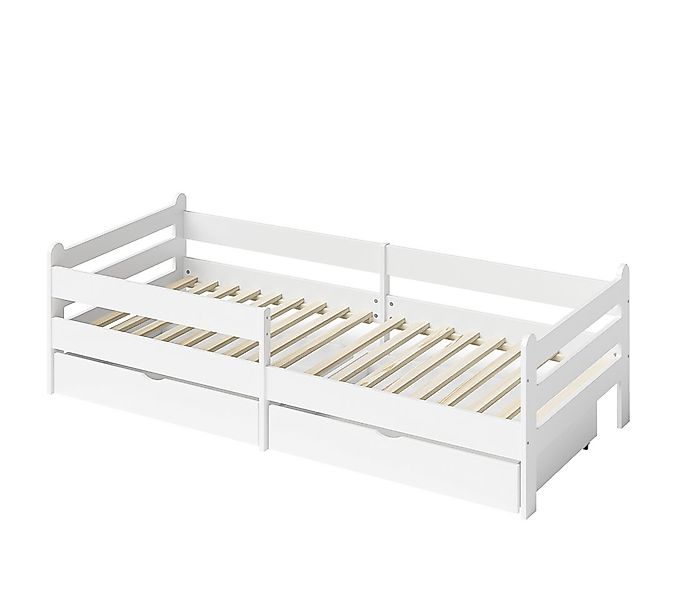 Bellabino Kinderbett Kuru 90x200 cm (weiß, integriertes Lattenrost und Raus günstig online kaufen