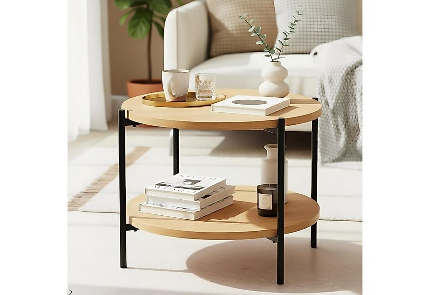 CLP Couchtisch Edduma, Holztisch, pulverbeschichtetes Metall günstig online kaufen