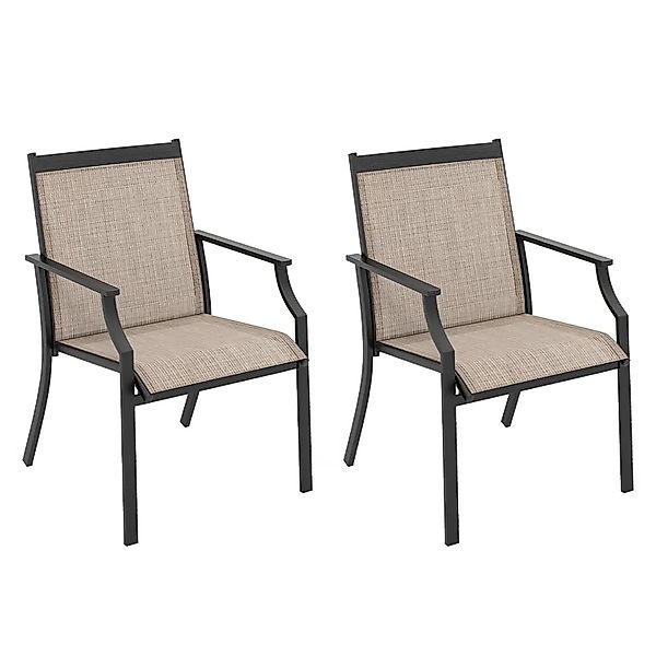 Costway 2er Set Gartenstühle Terrassenstühle Breite Sitzfläche Kaffee günstig online kaufen
