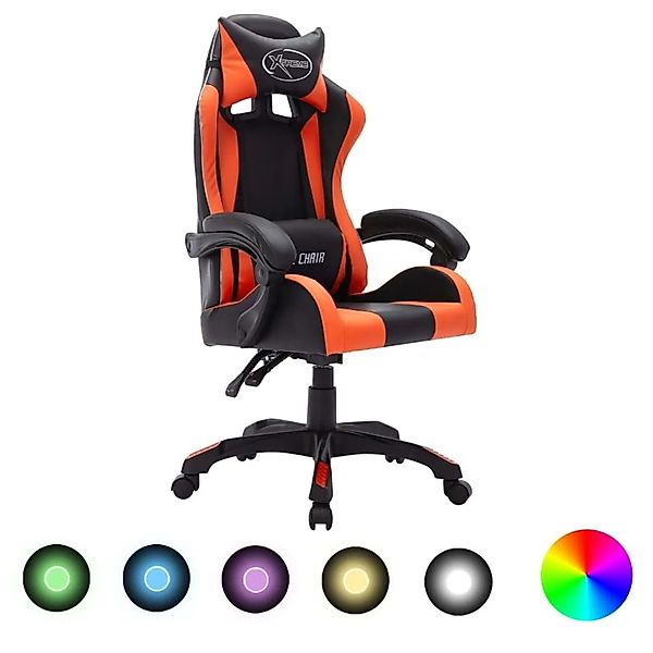 vidaXL Gaming-Stuhl mit RGB LED-Leuchten Orange und Schwarz Kunstleder 2880 günstig online kaufen