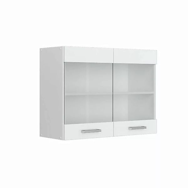 Vicco Schranksystem R-Line, Weiß Hochglanz/Weiß, 80 cm mit Glastüren günstig online kaufen