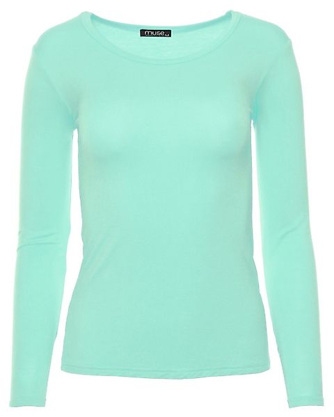 Muse Rundhalsshirt Basic Rundhals Langarmshirt Skinny günstig online kaufen