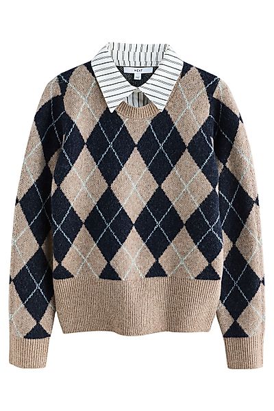 Next Strickpullover Pullover mit Kragenlage, Print günstig online kaufen